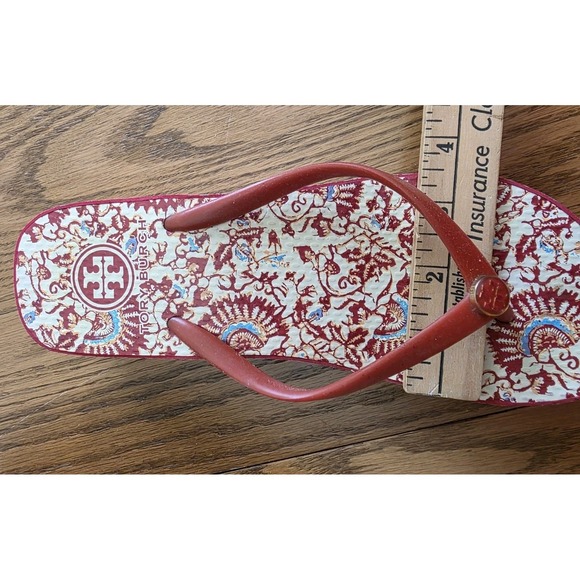 Tory Burch Thandie Wedge Flip Flop Rubber Hawaii Exclusive Print 8.5 - Picture 11 of 11